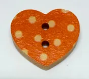 18mm 2 hole white spotted wood heart Hallaween Orange