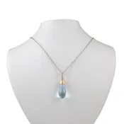 18K Gold Diamond and Aquamarine Pendant