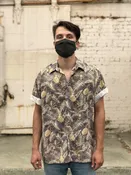 Vintage Hawaiian Pineapple Print Button Down - 100% Cotton - Medium
