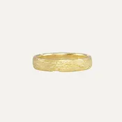 14K Yellow Gold Cracked Wood Grain Men's Ring