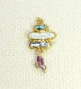 Cultured Pearl and Paua Shell (abalone) Shell Pendant