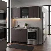 Alaska Manufactured Wood Utility Storage Cabinet Set with Sink Base, Wall Cabinets and Glass Door Storage