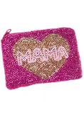 Beaded Coin Purse- Mama Gold Heart