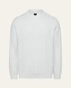 Aran-Style Cable Knit Cotton Sweater