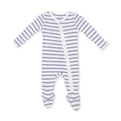 2-Way Zipper Footie - Vintage Stripe Blue*