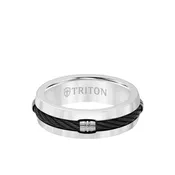 7MM Titanium Ring – Domed Cable Inlay Center and Bevel Edge