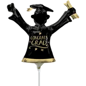 14" Congrats Grad Black and Gold Balloon