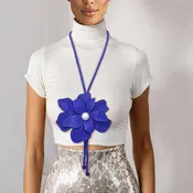 Long Brilliant Blue Blooming Flower Necklace