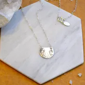 Barnacle Necklace - dappled half-moon semi-circle pendant necklace