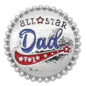20mm All Star Dad Snap Silver Plated with Red and Blue Enamel for Snap Jewelry