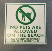 No Pets On The Beach – 14″ x 14″ Polymetal Sign