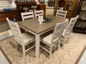 SKEMPTON CREAM &amp; WOOD DINING TABLE &amp; 6 CHAIRS