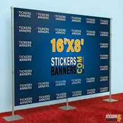 16'x8' Vinyl Step and Repeat Banner with Stand and Red Carpet