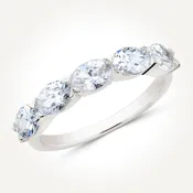 10KT White Gold Five Stone East-West Oval Ring 1.50 CT. T.W.