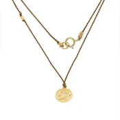 14 Karat Gold Cancer Zodiac Charm On Light Brown Silk