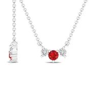 14K White Gold Ruby & Diamond Pendant