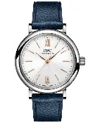 IWC Portofino Automatic Silver Diamond Dial Blue Leather Strap Women's Watch IW357411