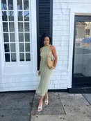 Backless Satin Maxi Dress - Sage
