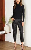 black faux bucket style leather pants