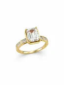 Emerald Cut Diamond Baguette Ring Yellow Gold