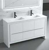 60" Freestanding PVC Vanity Glossy White