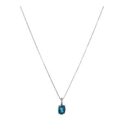 10K White Gold Blue Topaz Pendant Necklace