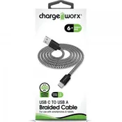 6ft USB-C to USB-A Braided Sync & Charge Cable
