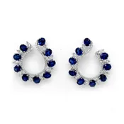 Blue Sapphire and Marquise Diamond Earrings