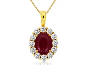 3/4ctw Ruby Pendant w/ Diamonds 14k Yellow Gold