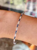 18K White Gold Sapphire and Diamond Alternating Bracelet