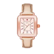 Michele Deco Sport High Shine Pink Gold and Pink Leather Watch