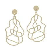 CIRCLE STUD EARRING W/ ORGANIC SHAPE DROP, GOLD