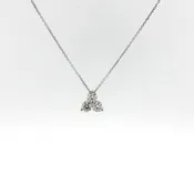Three-Stone Diamond Trefoil Pendant Necklace in White Gold