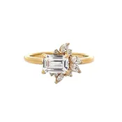 1 1/2 ctw emerald-cut diamond engagement ring with marquise diamond accents