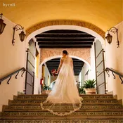 1 Layer Cathedral Length Lace Edge Polyester Bridal Veil with Metal Comb
