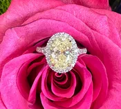 14K White Gold Oval Canary Diamond Engagement Ring