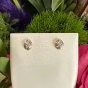 14K Yellow Gold Bezel Set Natural Pear Shaped Diamond Stud Earrings