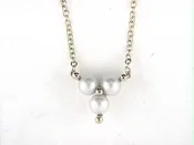 14K White and Yellow Gold Three Pearl Necklace