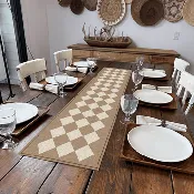 3acrehomestead Charlie Table Runner | Cream - Premium Vinyl Mat