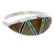 Authentic Silver Tiger Eye Multicolor Jewelry Ring Size 5-1/4 ZX36051