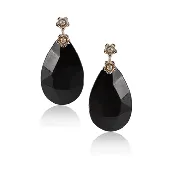 Black Faceted Teardrop Flower Earring