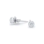 14K Gold Bezel Round Diamond Stud Earrings