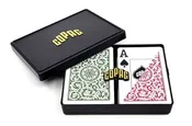 Copag 1546 100% Plastic Playing Cards - Bridge Size (Narrow) Jumbo Index Burgundy/Green Double Deck Set