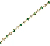 14k Gold Emerald Diamond Clover Bracelet