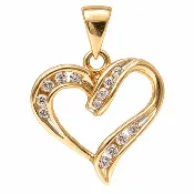 10K White Gold Diamond Open Heart Pendant
