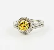 14K- White Gold Bridal set Lab Grown Diamond Yellow