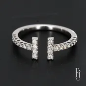 14k White Gold &amp; Diamond Bypass Ring – Size 6.5