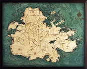 Antigua 3-D Nautical Wood Chart, Large, 24.5" x 31"