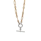 14k White and Yellow Gold Toggle Pendant Chain Necklace (14k White and Yellow Gold, Diamond)
