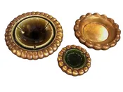 Anthony Of California Freeman &amp;amp; McFarlin Potteries Gold Leaf Ceramic 2 Ashtrays 1 Bowl 3 pcs.1960s